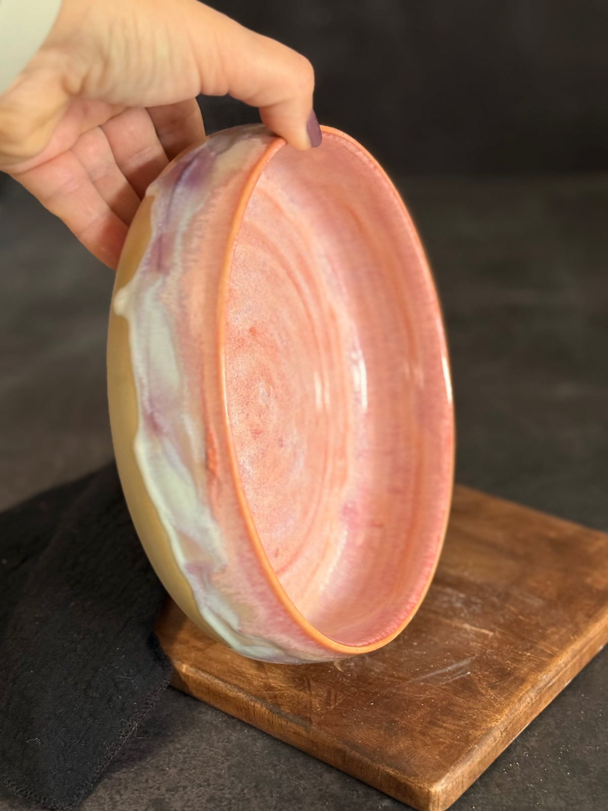 Große Pastabowl in "Sunset Waves", 19cm