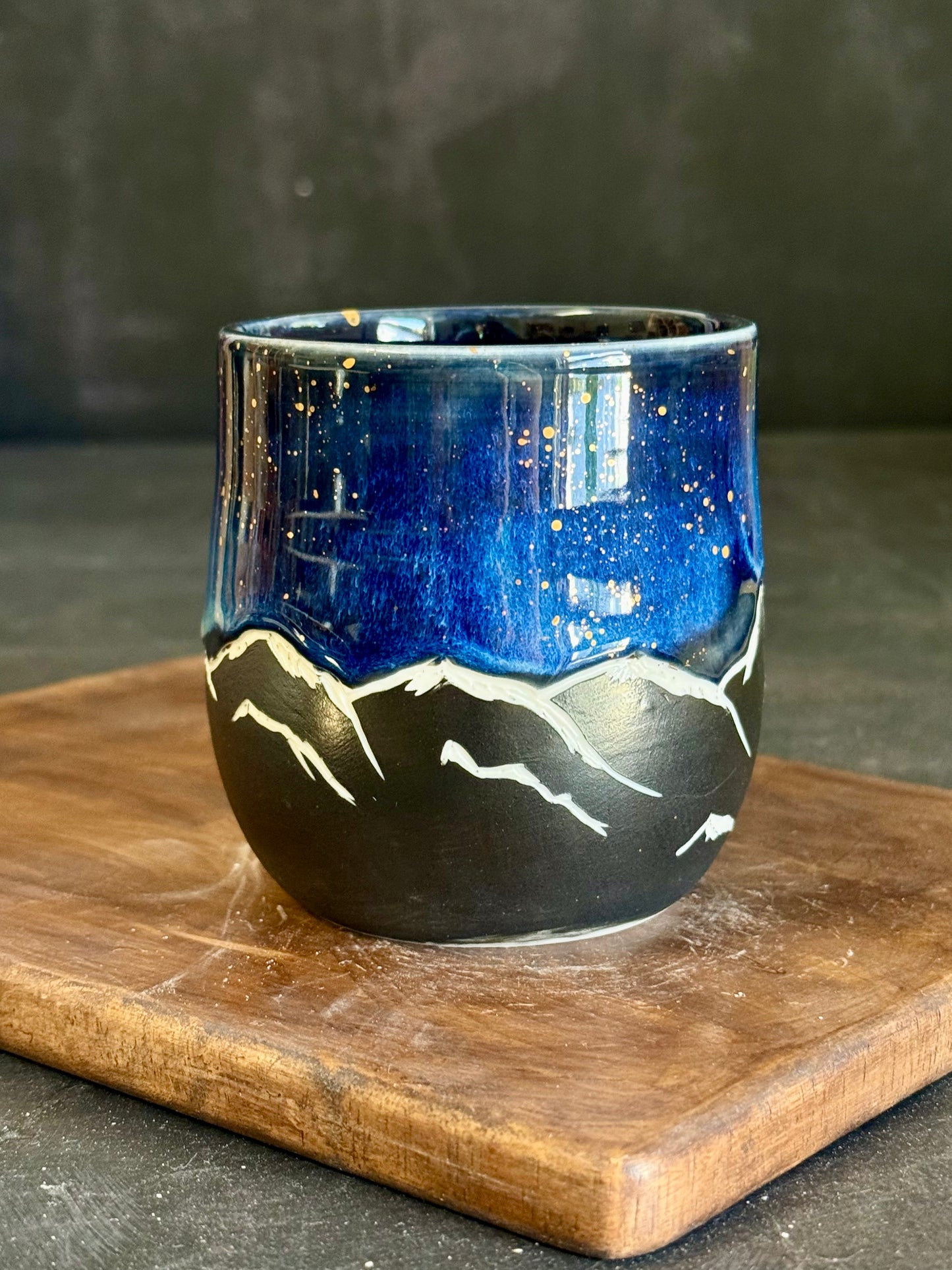 Porzellanbecher "Galaxy Mountains" mit Echtgold,300ml #293