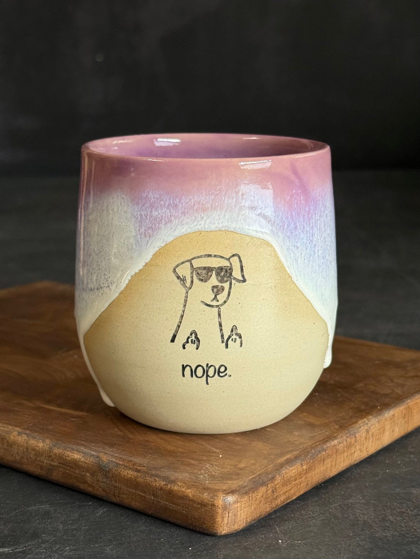 Nope Becher in "Lila Waves" mit Hund , 350ml, #277