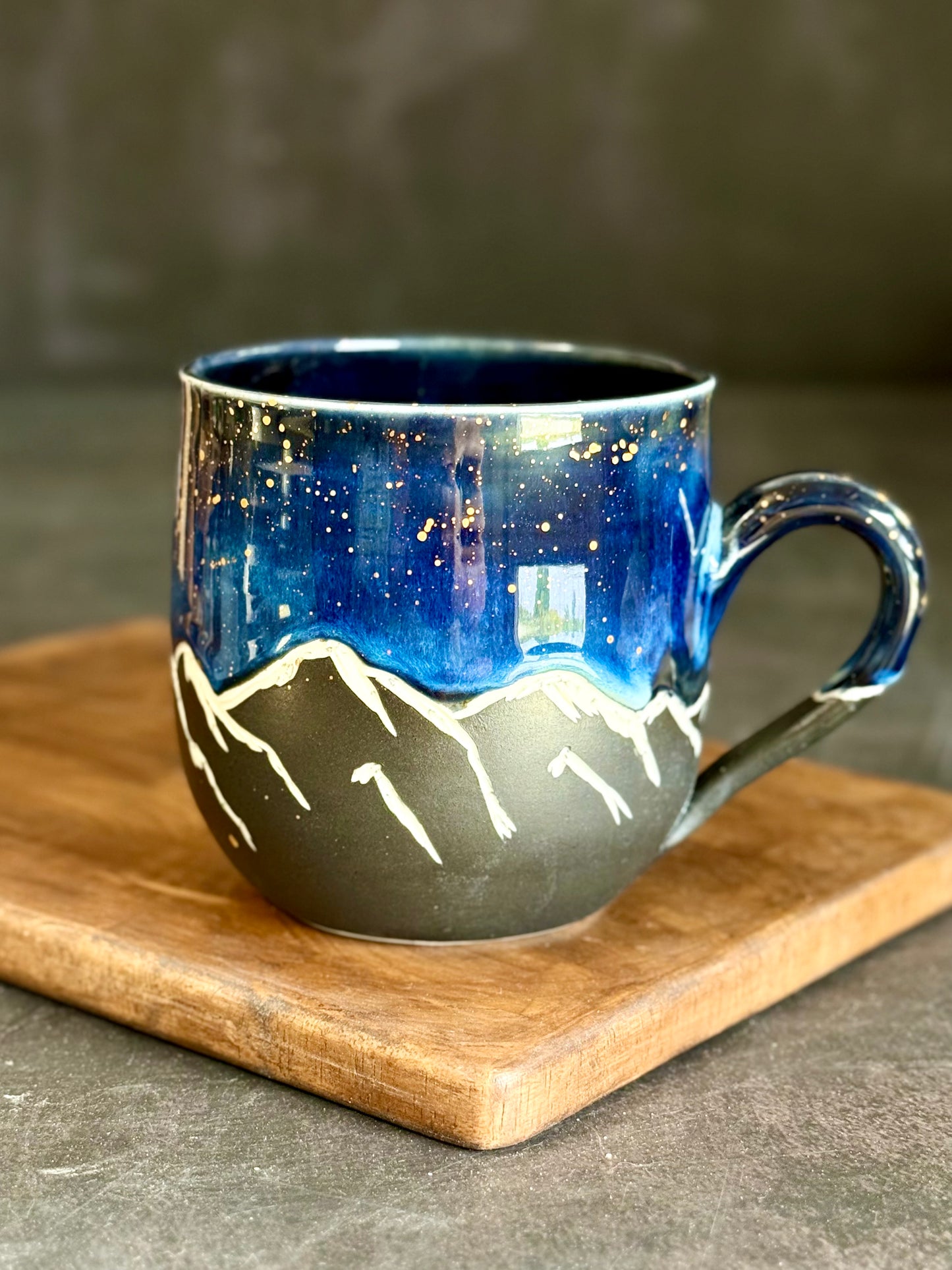 Porzellantasse "Galaxy Mountains" mit Echtgold,380ml #289