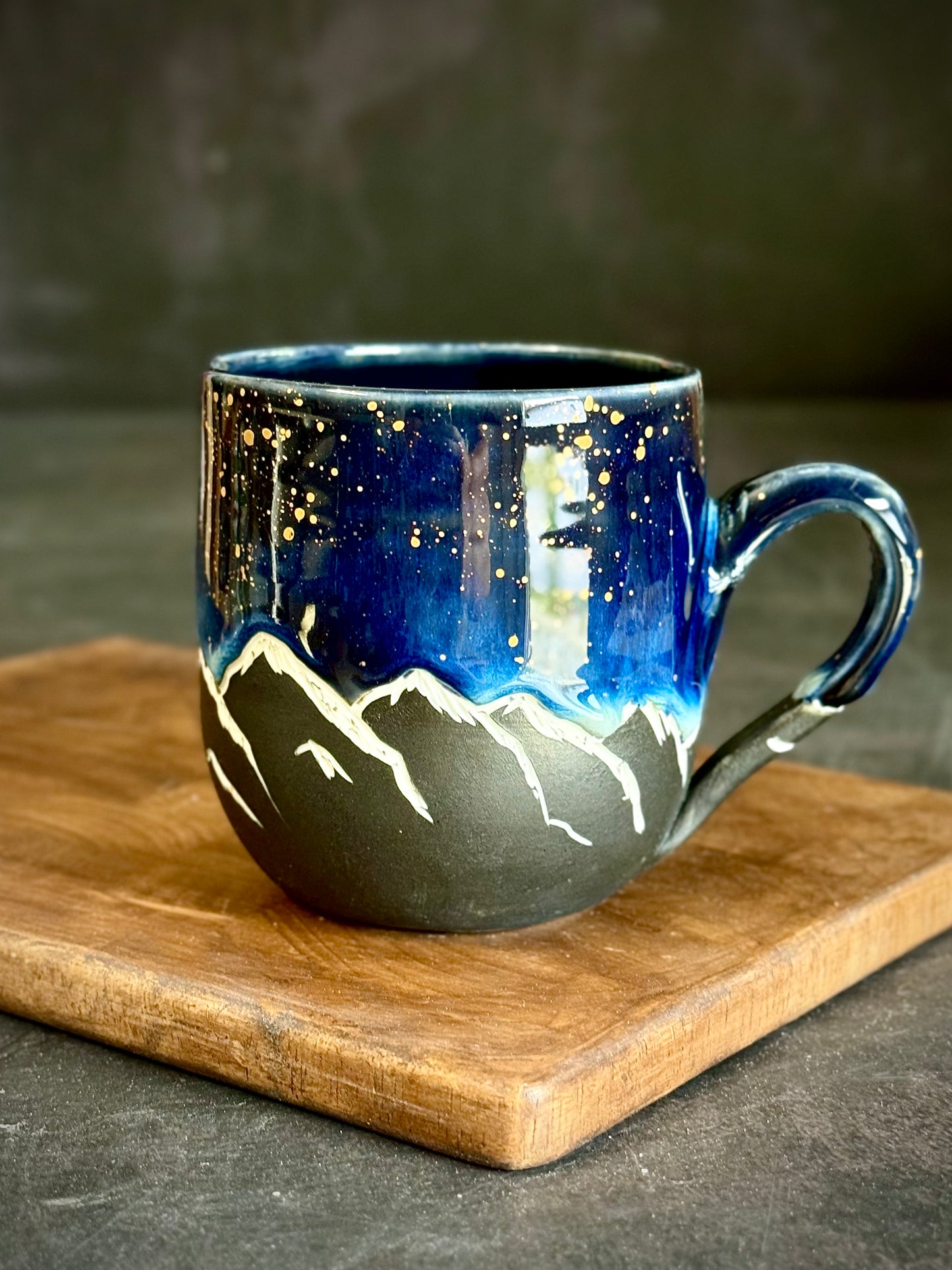 Porzellantasse "Galaxy Mountains" mit Echtgold,320ml #290