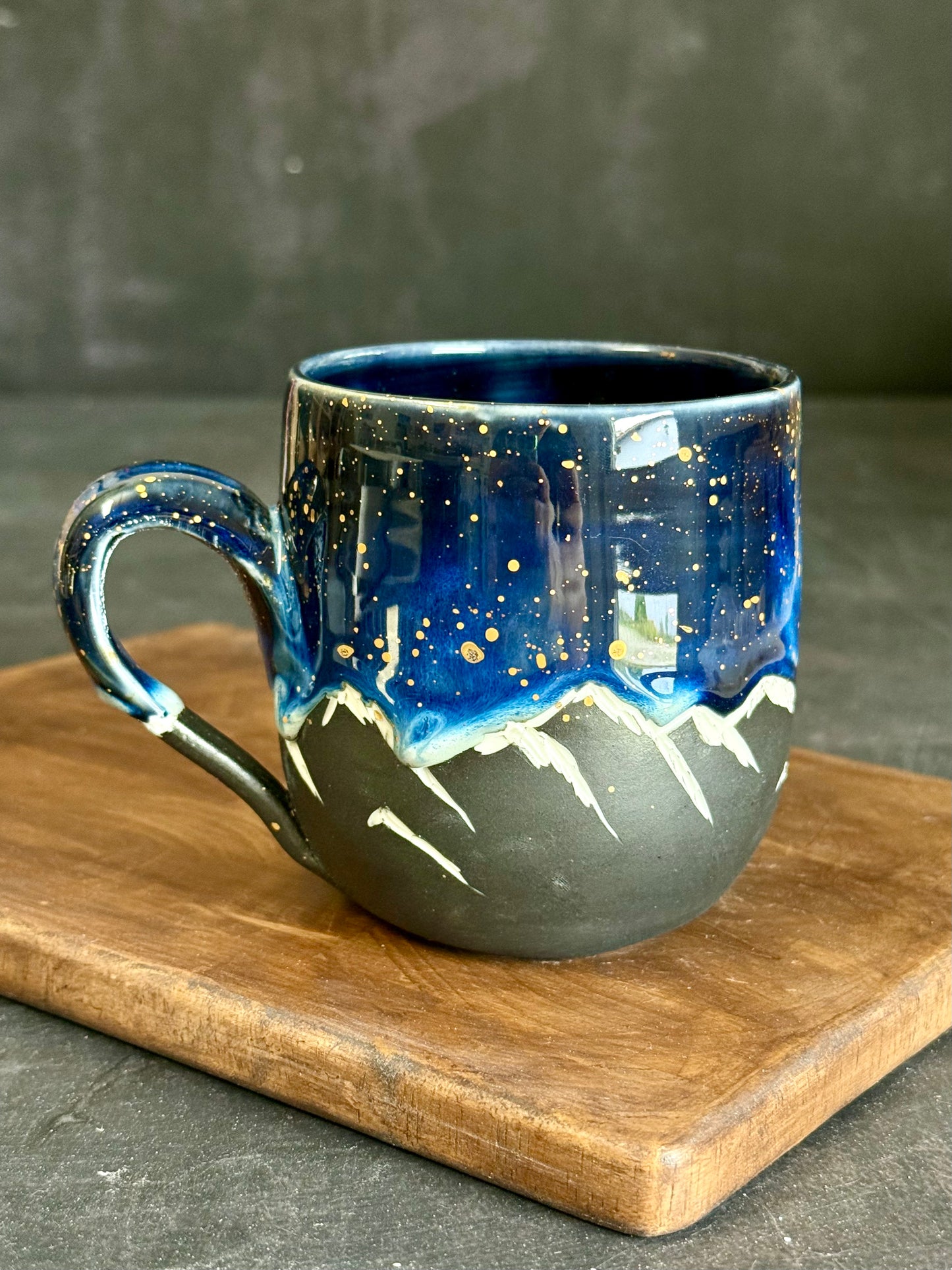Porzellantasse "Galaxy Mountains" mit Echtgold,320ml #290