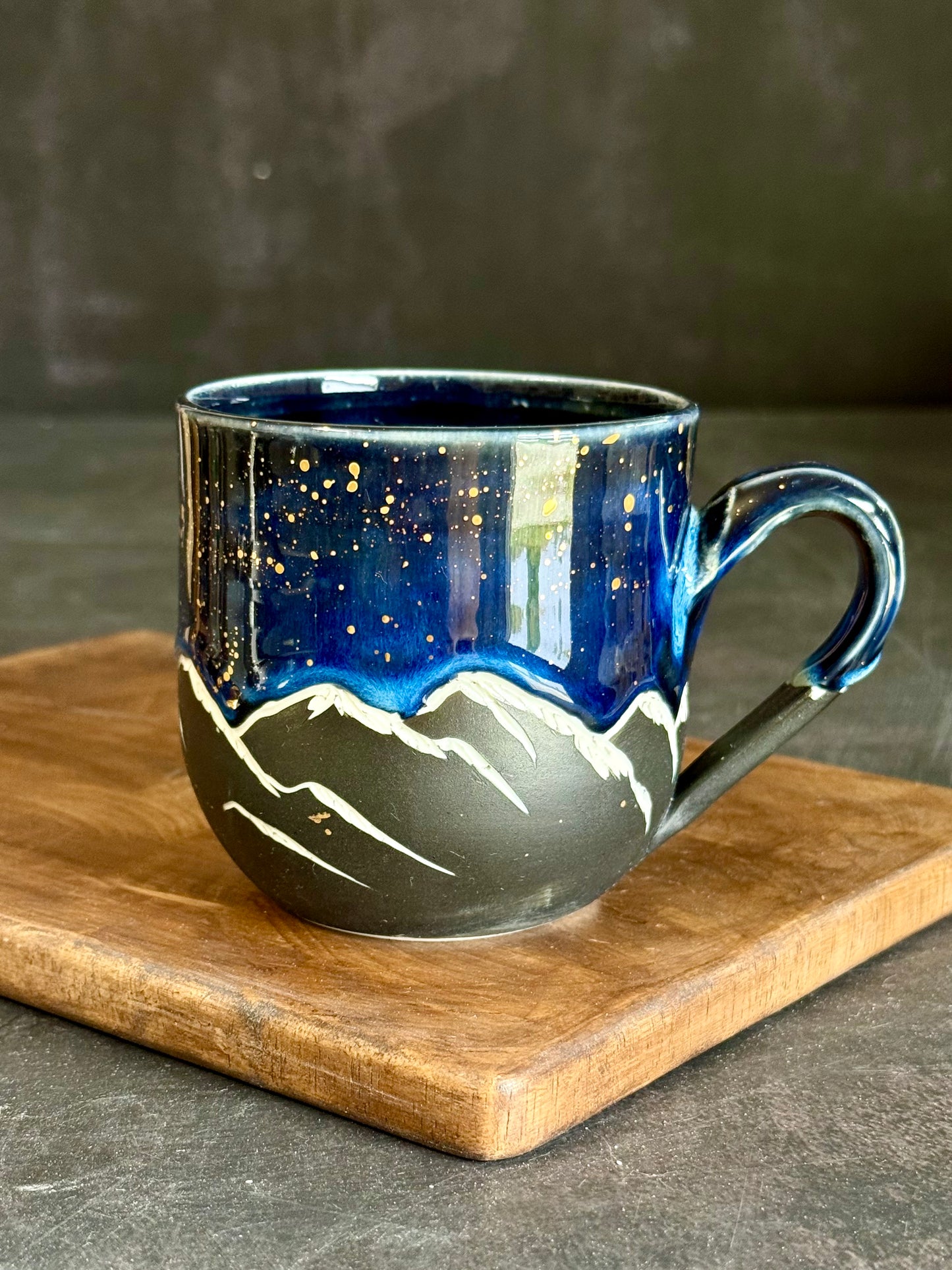 Porzellantasse "Galaxy Mountains" mit Echtgold,270ml #291