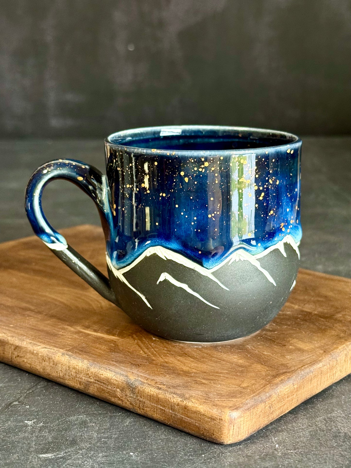 Porzellantasse "Galaxy Mountains" mit Echtgold,270ml #291