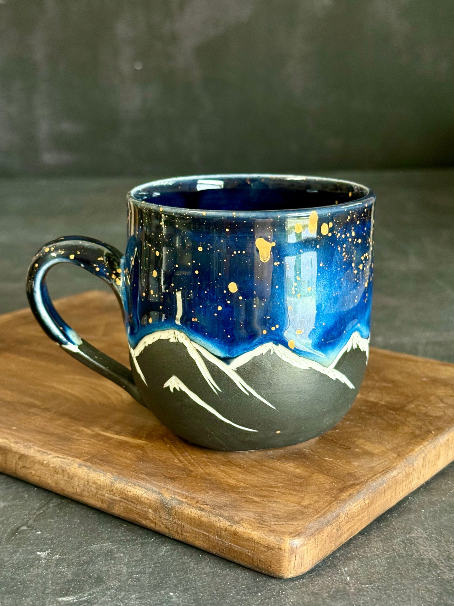 Porzellantasse "Galaxy Mountains" mit Echtgold,270ml #292