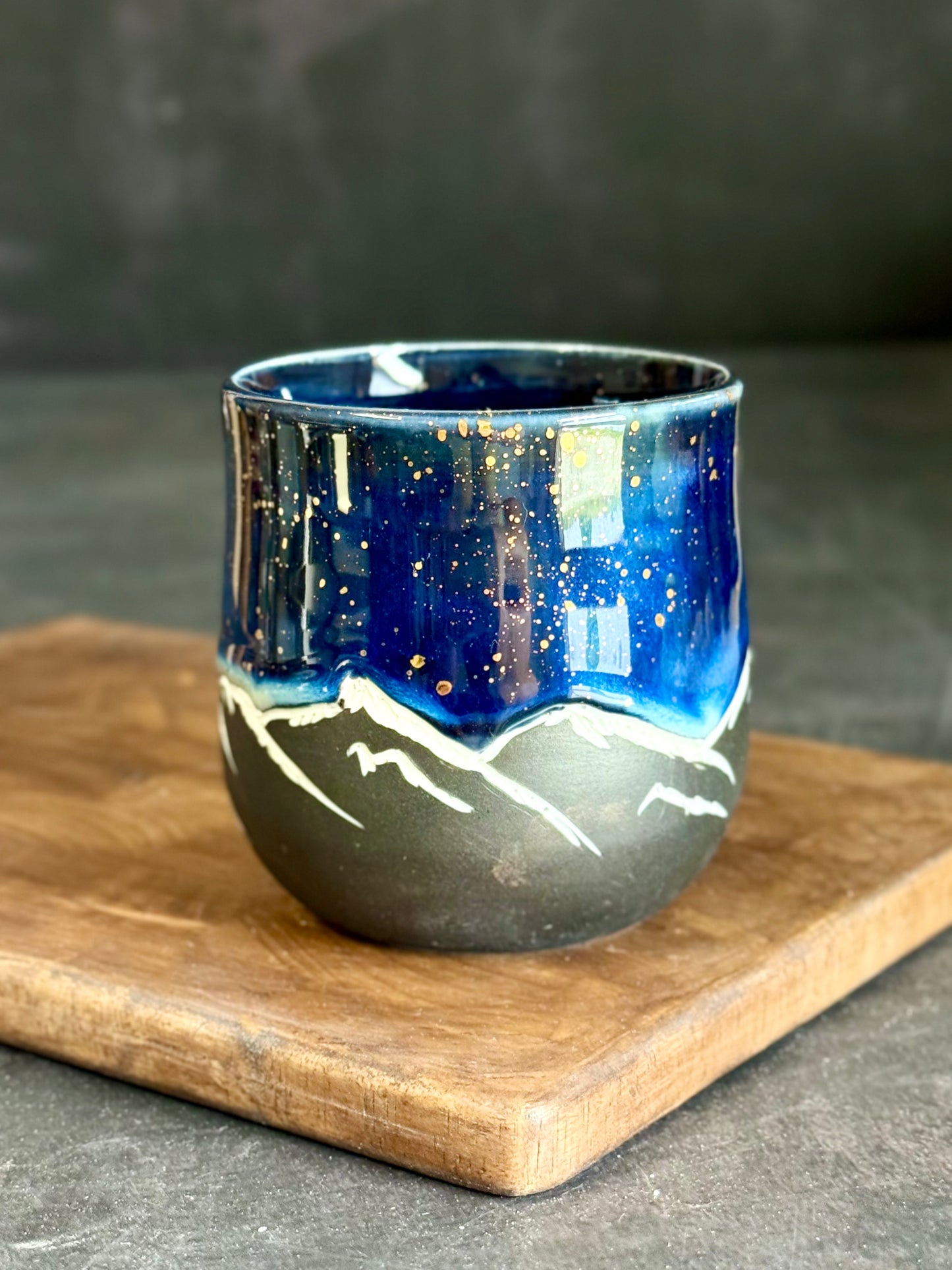 Porzellanbecher "Galaxy Mountains" mit Echtgold,270ml #295