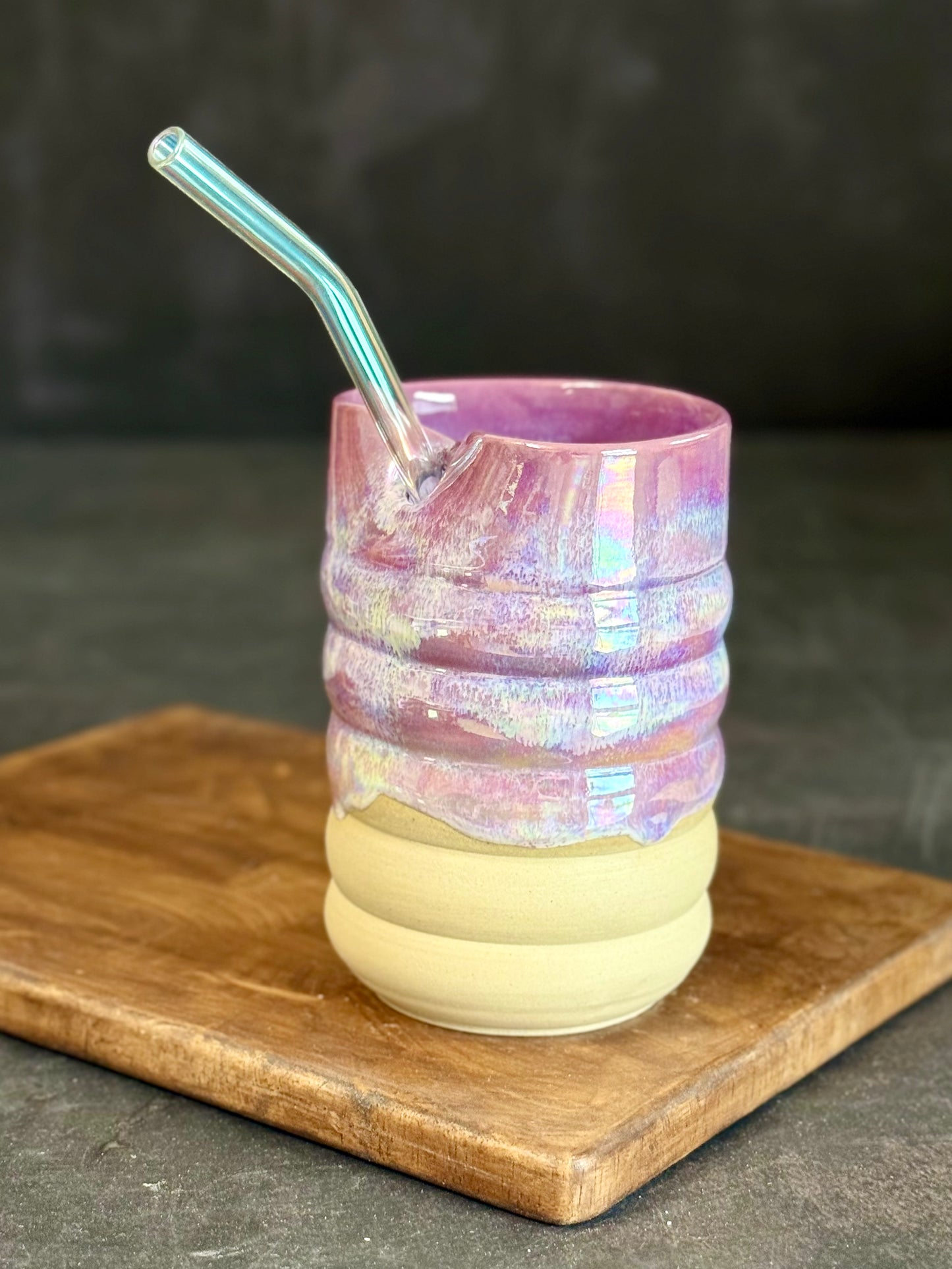 Strohhalmbecher in "Lila Regenbogen" mit iriserenden Effekt, 350ml, #319
