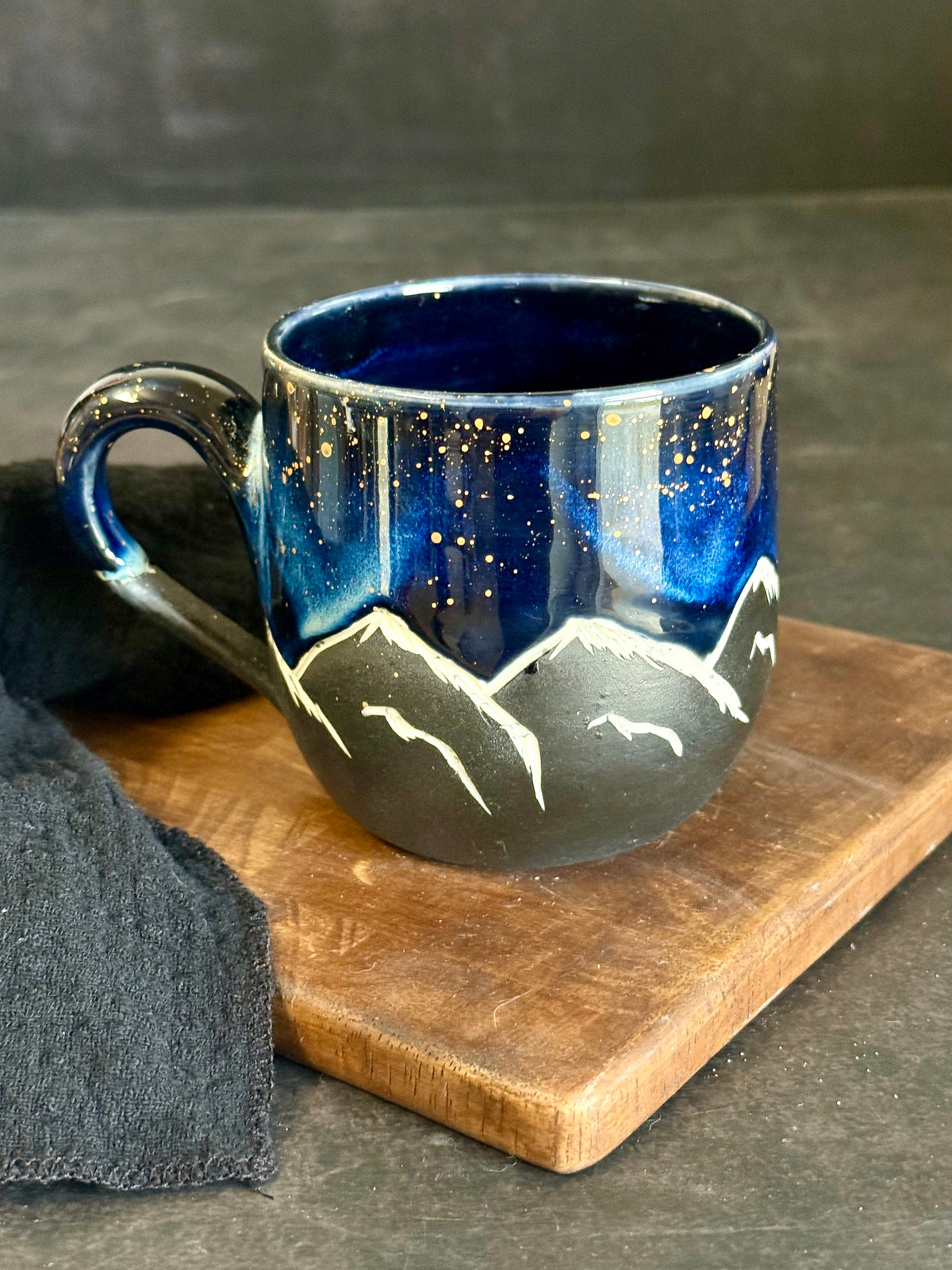 Porzellantasse "Galaxy Mountains" mit Echtgold,300ml, #383