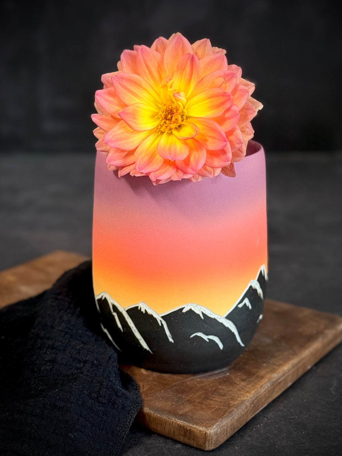 Vase Porzellan "Sunset Mountains", klein