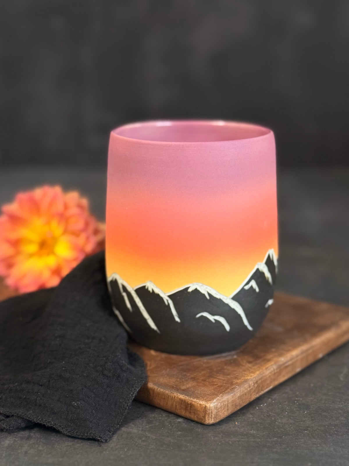 Vase Porzellan "Sunset Mountains", klein