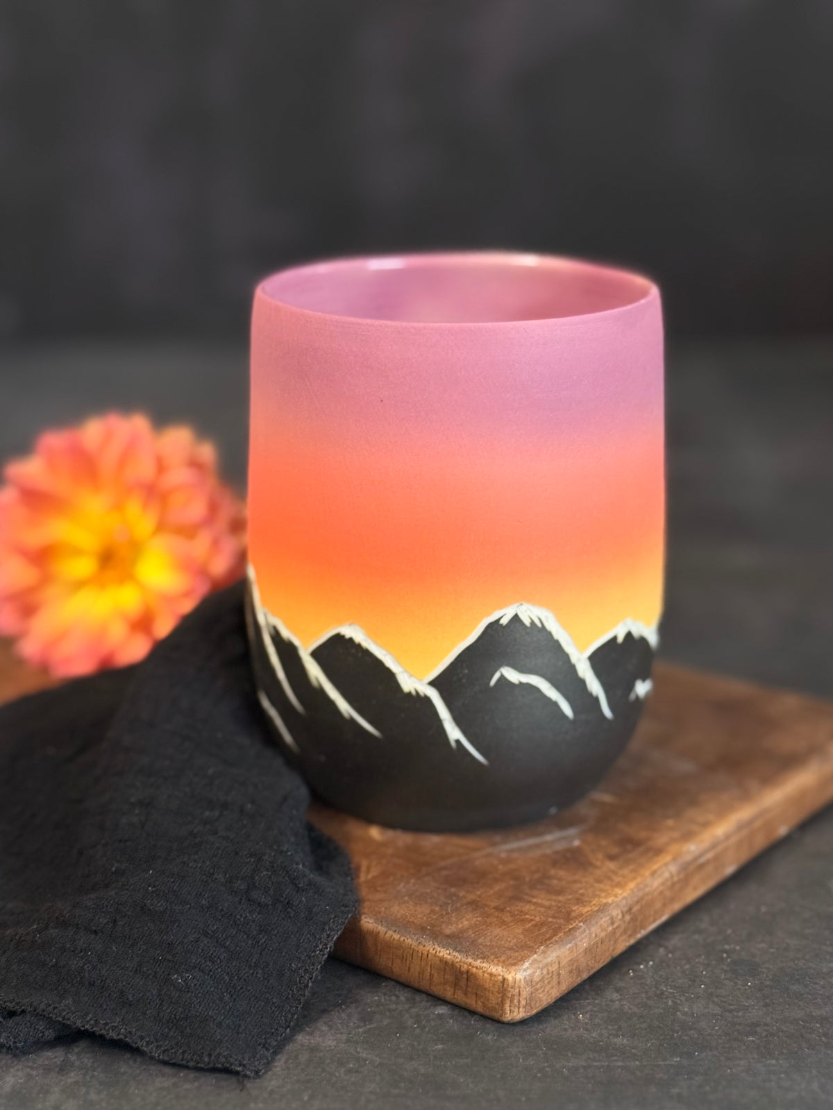 Vase Porzellan "Sunset Mountains", klein